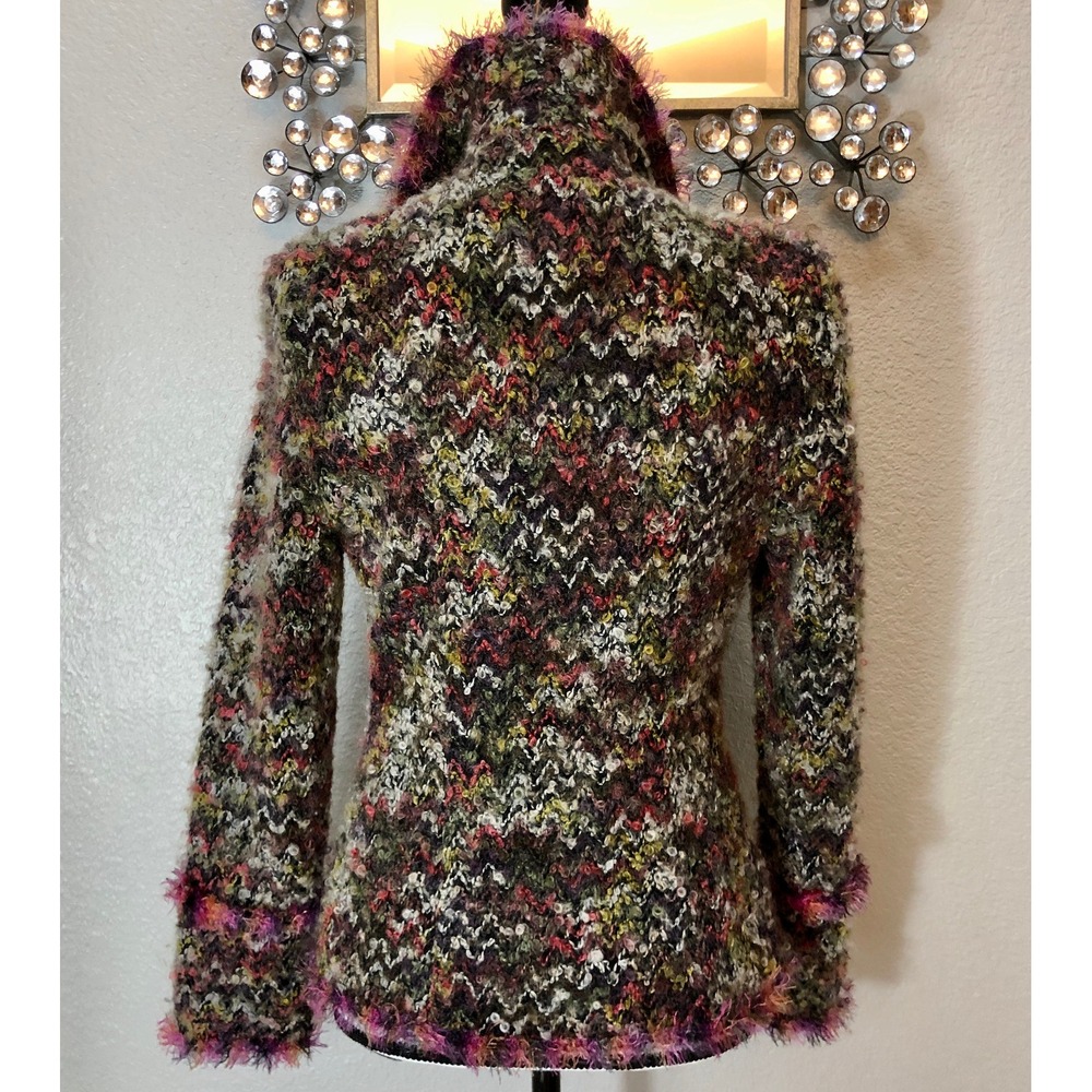 Joseph Ribkoff Jacket Women's 6 Colorful Funky Fuzzy Vintage 90s Statement Piece - Picture 4 of 11